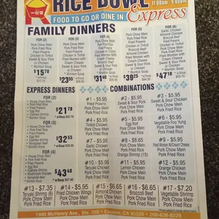 menu