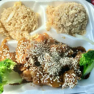 Sesame chicken with fried rice