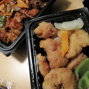 Kung pao chicken and sweet &amp; sour shrimp