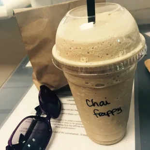 Chai Frappy. A little bit too sweet but overall pretty good. They use power with sugar added already.