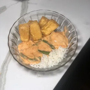 Gang Tofu with White Rice at home! Yummiest once mixed together.
