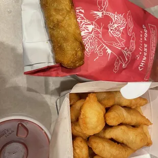 Veg Egg Roll Sweet and Sour Chicken