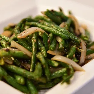 Sautéed green been with black bean sauce