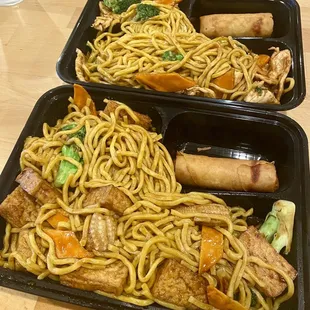 Tofu lo mein and Chicken Lo Mein