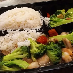 Shrimp and vegetables.