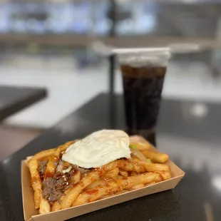 Bulgogi Poutine Fries with a fried egg