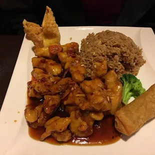 a plate of chinese food