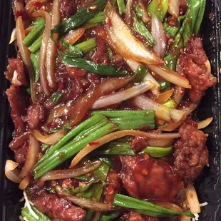 Mongolian Beef with added spice.