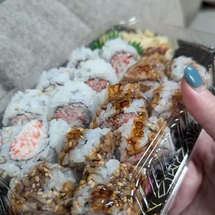 Honey crab roll and crunchy shrimp roll.