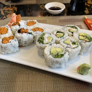 Sweet potato sushi and Boston Roll