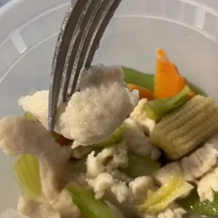 The taste of the texture of the chicken was worse than it looks.