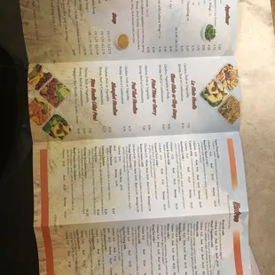 a menu for a restaurant