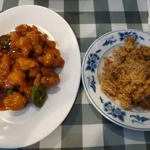 General Tsos chicken and fried rice