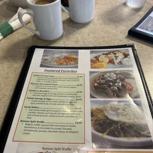 Menu and coffee