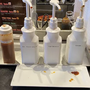 Self serve sauce w/ their ingredients