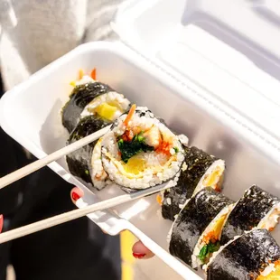 Kimbap , rice, veg, protein roll over the seaweed