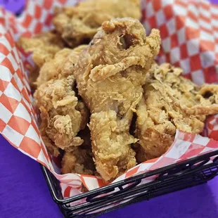 Crispy fried chicken or wings with sweet spicy sauce or honey butter sauce