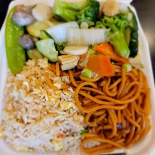 a take out container of food