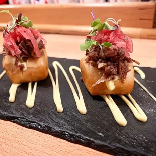 Mantou - Stuffed fried bun with braised beef new item perfect starter before having other courses