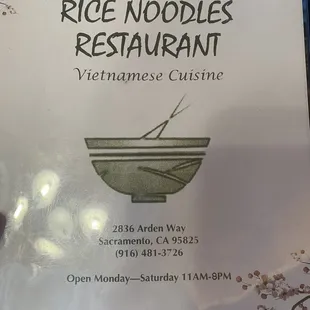 Menu and Address