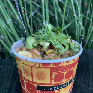 a bowl of food on a table