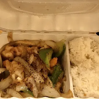 #5. Shrimp with Ginger Sauce Rice Platter