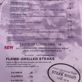 New menu