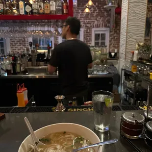 Best pho and bartender.