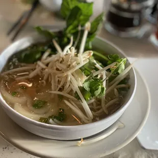 a bowl of soup on a plate