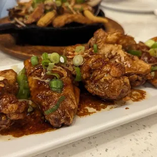 chicken wings and fried chicken, food