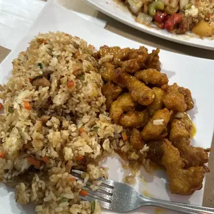 two plates of food on a table