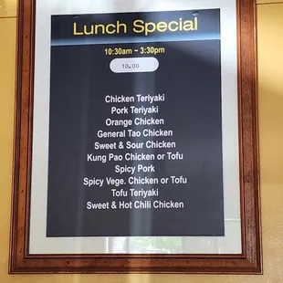 Lunch Special Menu with Updated Prices (June 2023)