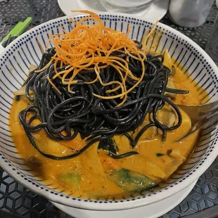 Red curry noodles with beef
