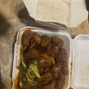 Orange Chicken Dinner W/steam rice.