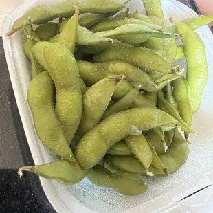 Edamame (they had no sea salt on them as they typically do)