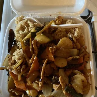 Hot Garlic Pork, huge portions, so so flavor