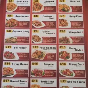 a menu for a chinese restaurant