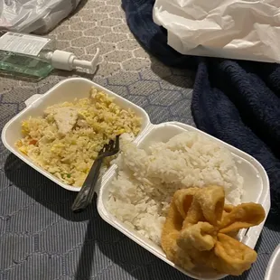 Fried Rice, Steamed Rice &amp; Cheese Cream Puffs (4)