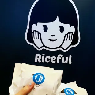 Riceful sign and sandwiches
