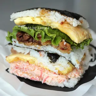 Golden Go Cal Onigiri ($8.99) and Soft-shell Crab Onigiri ($9.99)