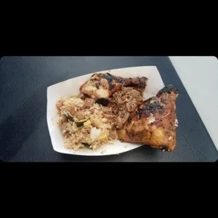 Fried rice and jerk chicken
