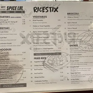 menu