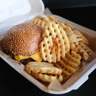 Burger of the month, brisket burger patty with bacon