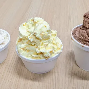 Butter Pecan, Lemon Oreo, Chocolate Peanut Butter