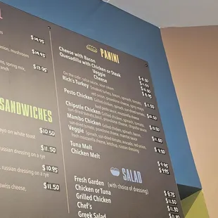 Updated menu (prices on printed menu are outdated)
