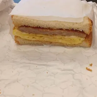 Wonderful sausage and egg sandwich