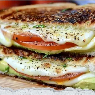 Tomato, avocado and mozzarella on sourdough.