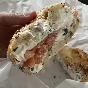 Everything bagel chive cream cheese add lox
