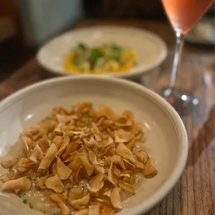 Tamaki gold risotto with parm, crispy sunchoke, and red miso