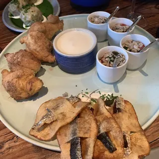 Dried Porcini Doughnuts, Raclette Dinner Bites